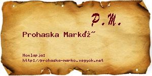 Prohaska Markó névjegykártya